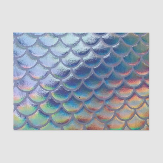 Papier Mousseline Balances de sirènes bleues vertes Hologramme Décou (Recto)