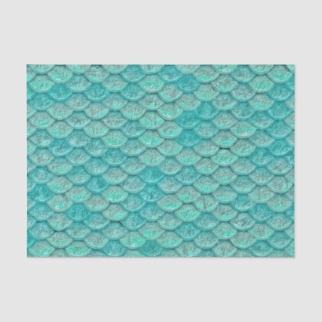Papier Mousseline Balances vertes de mer de sirènes (Recto)