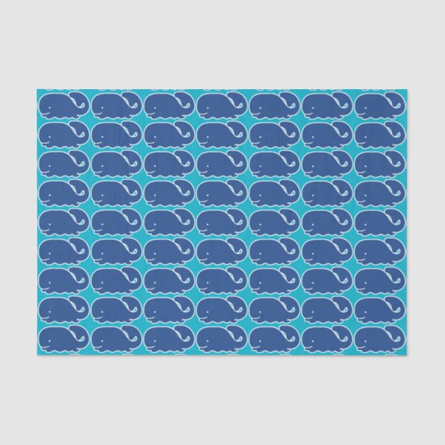 Papier Mousseline Baleine de très bon goût bleue nautique (Recto)