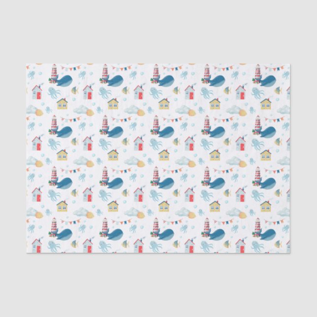Papier Mousseline Baleine nautique (Recto)