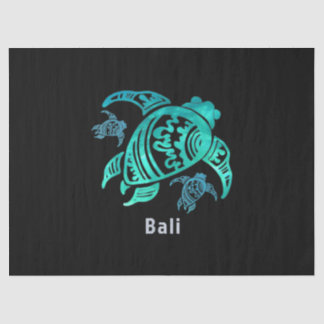 Papier Mousseline Bali Indonésie Tortue Tribale Bleue de mer