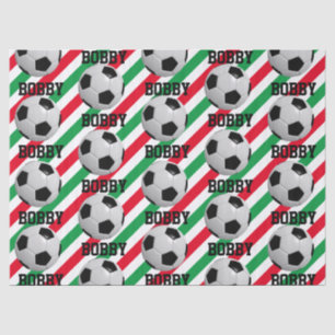Papier Mousseline Balle de football Noël Ajouter le nom Bande rouge