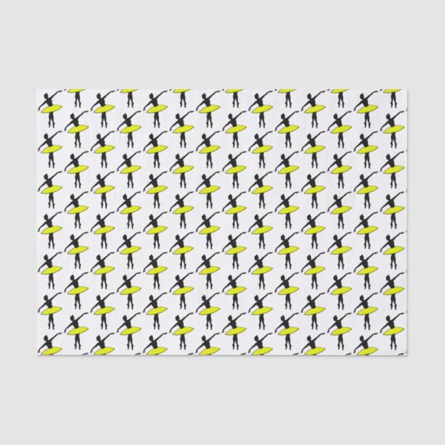 Papier Mousseline Ballerina Neon Danseur de ballet Silhouette Jaune (Recto)