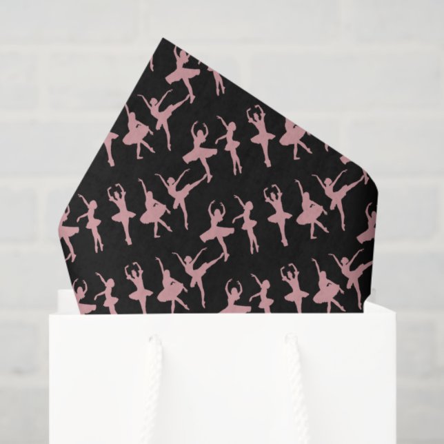 Papier Mousseline Ballet Dancers Ballerina Pattern Black (Sac cadeau)