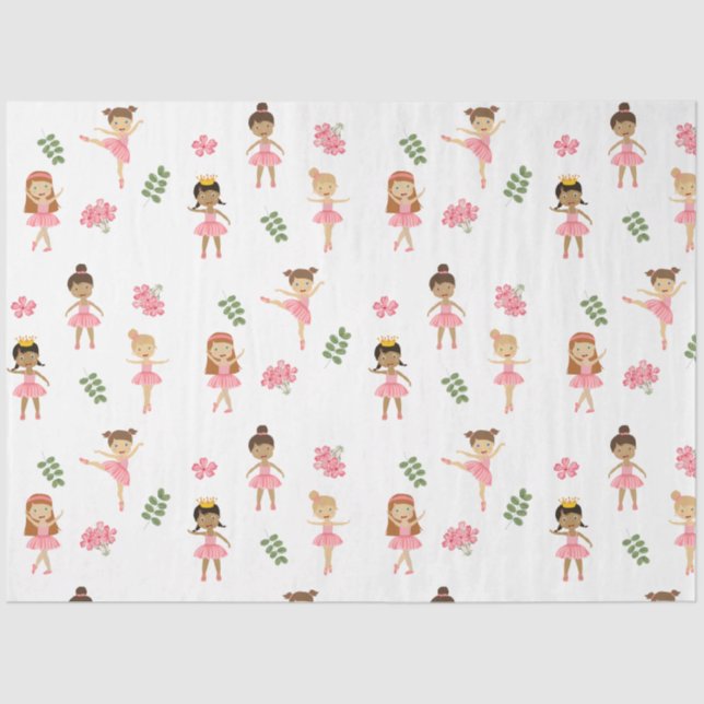 Papier Mousseline Ballet Pink Ballerinas Motif dansant (Recto)