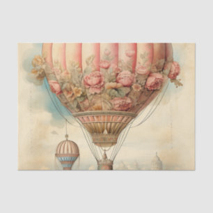 Papier Mousseline Ballon à air chaud vintage Steampunk Rose Floral