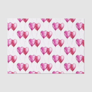 Papier Mousseline Ballons Coeur Rose Blanc Anniversaire