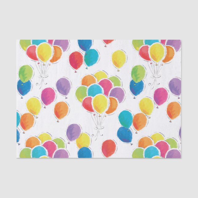 Papier Mousseline Ballons d'anniversaire colorés (Recto)