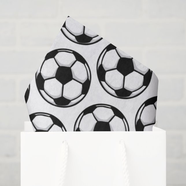 Papier Mousseline Ballons de football blanc Black Sports Équipe Anni (Sac cadeau)