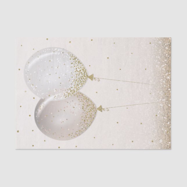 Papier Mousseline Ballons de Parties scintillant en or rose brillant (Recto)