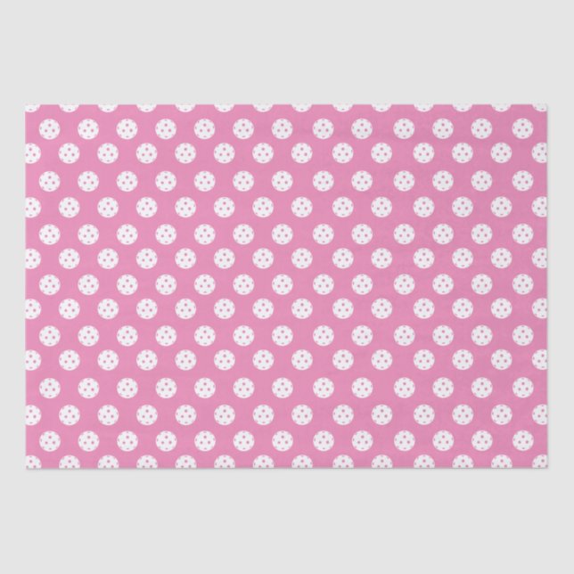 Papier Mousseline Ballons de Pickleball Motif rose blanc (Recto)