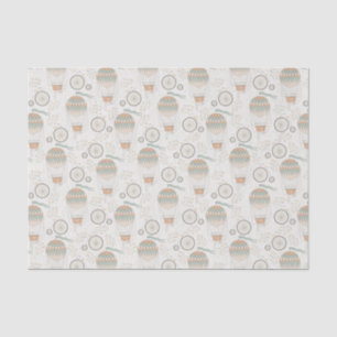 Papier Mousseline Ballons et Tricyclettes vintages à air chaud blanc