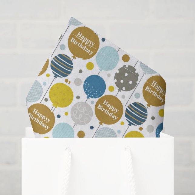 Papier Mousseline Ballons Joyeux Anniversaire  (Sac cadeau)