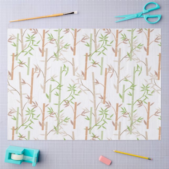 Papier Mousseline Bambou Foliage Oriental Feuilles de verdure (Artisanat)