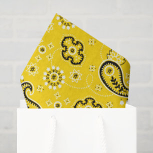 Papier Mousseline Bandana Jaune motif moderne Cowboy Fun