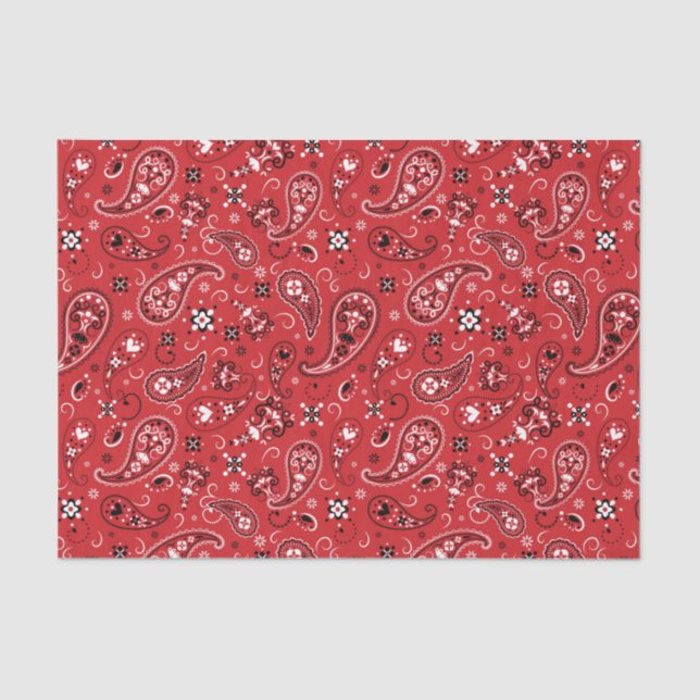 Papier Mousseline Bandana Red Paisley (Recto)