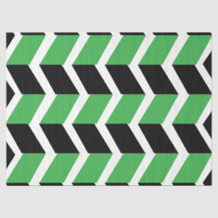Papier Mousseline Bande de Chevron Vert Noir
