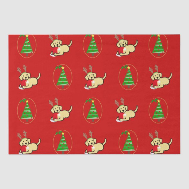 Papier Mousseline Bande dessinée jaune de Noël de Labrador et de (Recto)