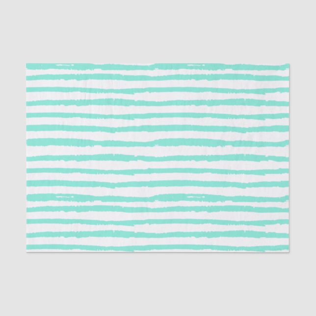 Papier Mousseline Bandes Aqua Tirées À La Main (Recto)