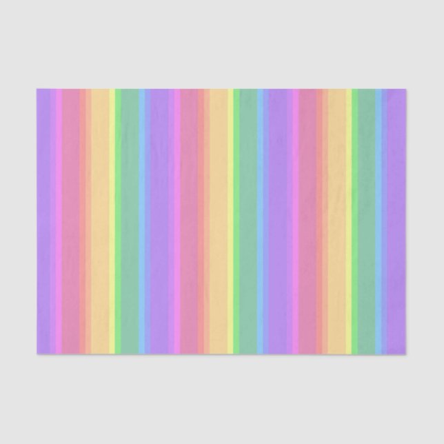 Papier Mousseline Bandes arc-en-ciel pastel (Recto)