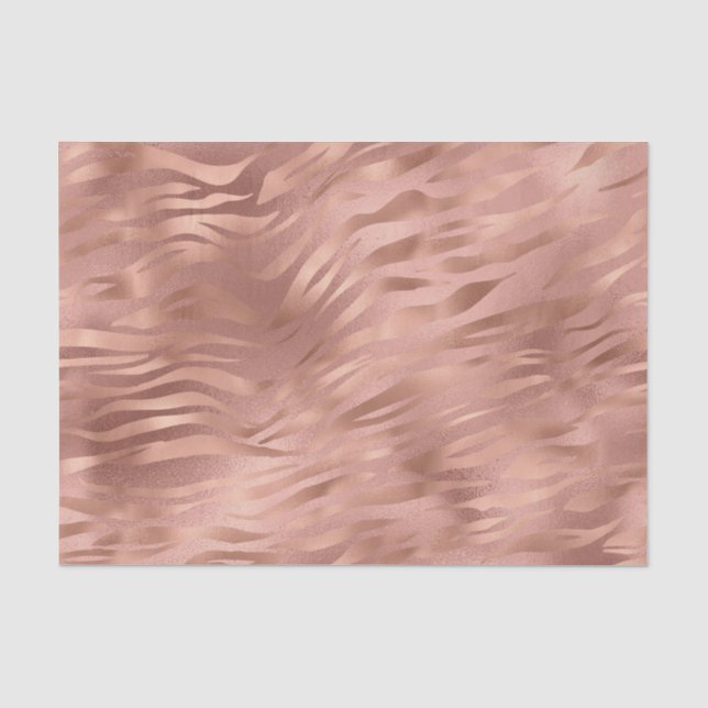 Papier Mousseline Bandes de tigre à huile d'or rose (Recto)