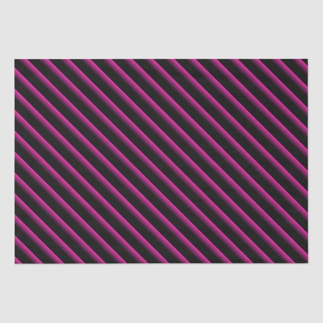 Papier Mousseline Bandes diagonales en noir et rose chaud (Recto)