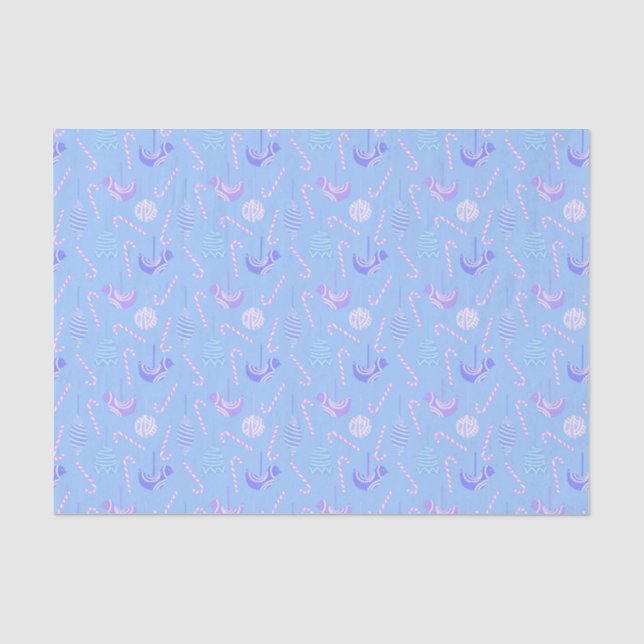 Papier Mousseline Bandes d'oiseaux bleu (Recto)