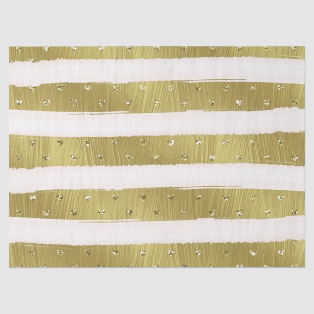Papier Mousseline Bandes Gold Hearts (Recto)