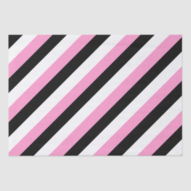 Papier Mousseline Bandes noires, blanches et roses (Recto)