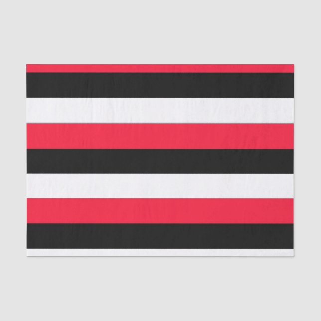 Papier Mousseline Bandes noires, blanches et rouges (Recto)