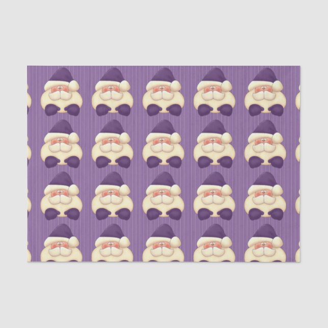 Papier Mousseline Bandes pourpres et Père Noël correspondant (Recto)