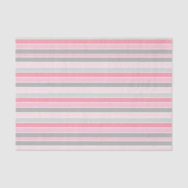 Papier Mousseline Bandes roses et grises (Recto)
