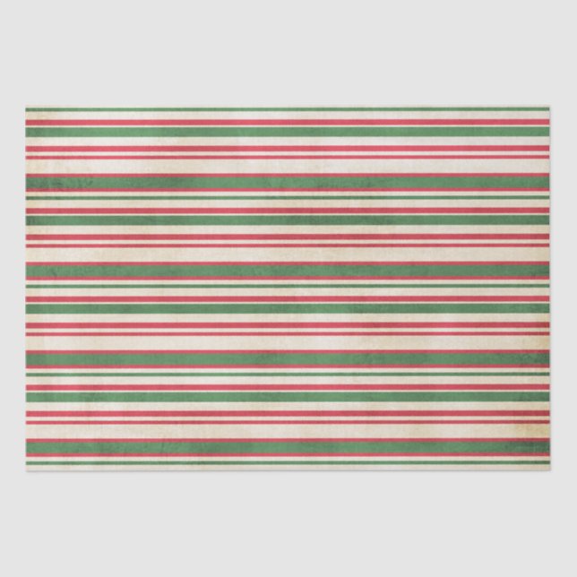 Papier Mousseline Bandes rouges blanches vertes (Recto)