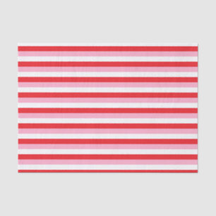 Papier Mousseline Bandes rouges, roses et blanches