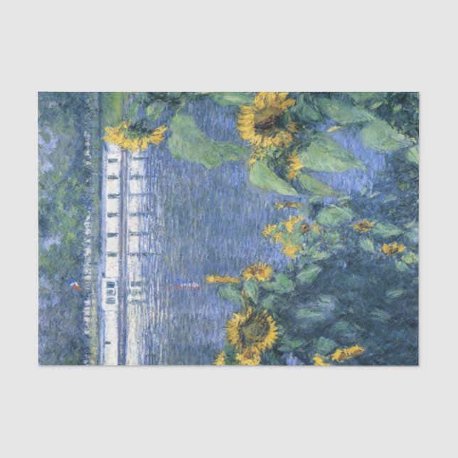 Papier Mousseline Banque des tournesols de la Seine par Caillebotte (Recto)