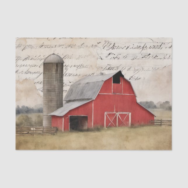 Papier Mousseline Barn rouge rustic (Recto)