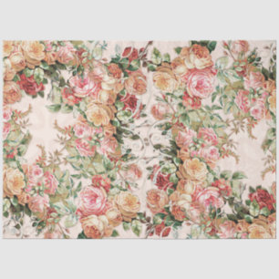 Papier Mousseline Baroque Élégant Rose Floral Blush Or Découpe