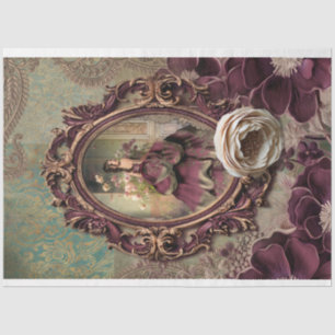 Papier Mousseline Baroque Élégante dame Bouffant robe Portrait art