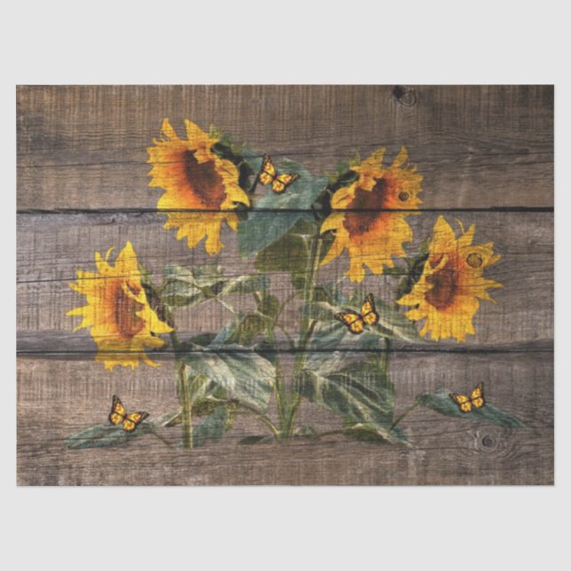 Papier Mousseline Barre des papillons de tournesol rustiques (Recto)