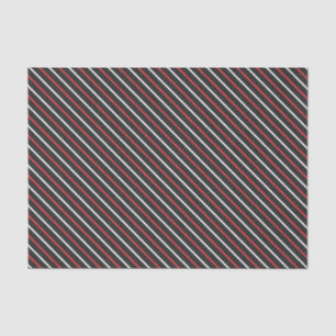 Papier Mousseline Barres diagonales gris, rouge et blanc