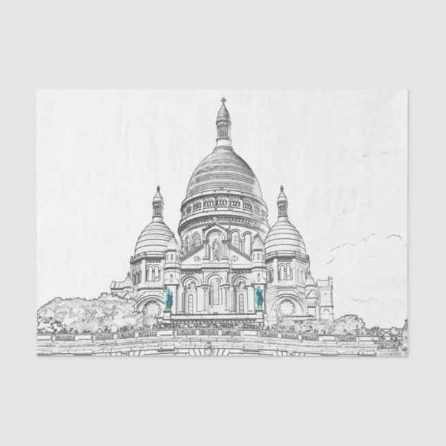 Papier Mousseline Basilique du Sacré-Coeur sur la colline Montmartre (Recto)