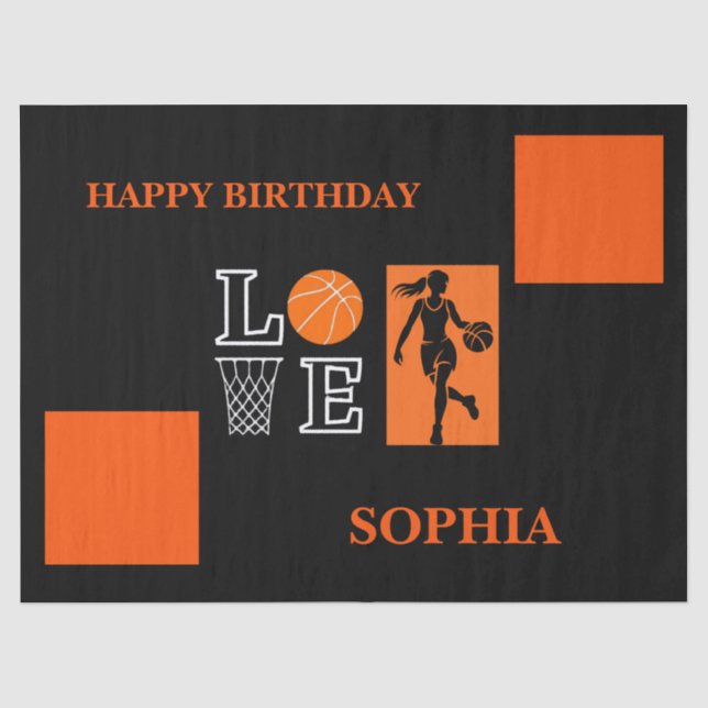Papier Mousseline Basketball Swoosh Black Birthday Large Gift Bag (Recto)