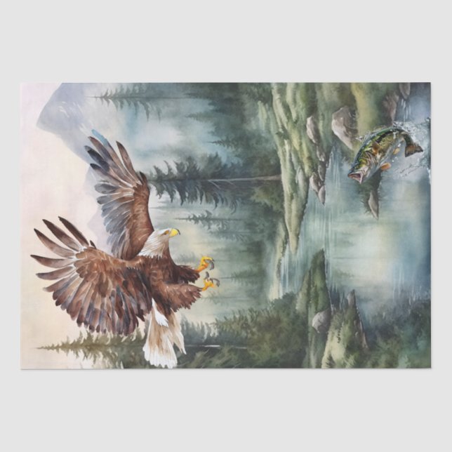 Papier Mousseline Basse Aquarelle de la rivière Bald Eagle (Recto)