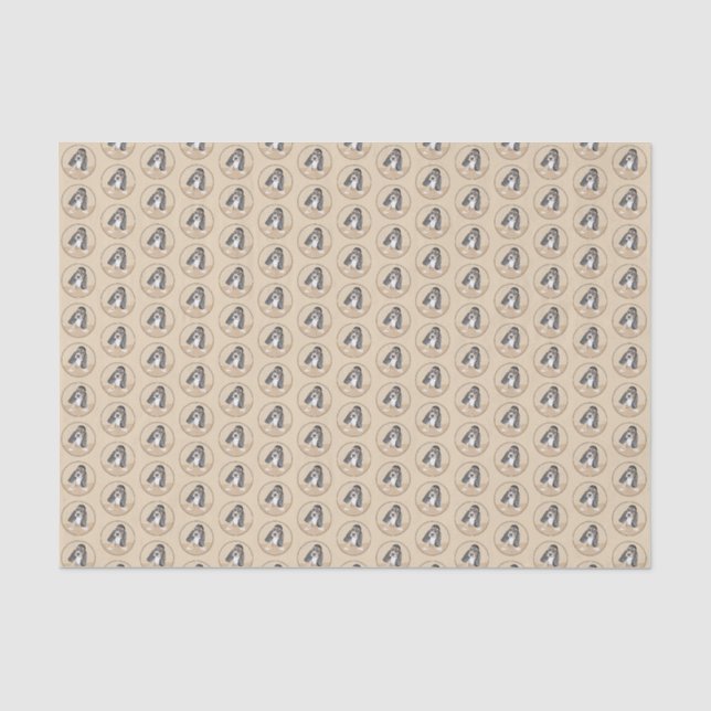 Papier Mousseline Basset Hound Peinture Chiot - Art Chien original (Recto)