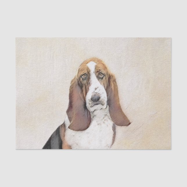 Papier Mousseline Basset Hound Peinture - Cute Original Chien Art (Recto)