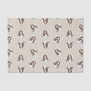 Papier Mousseline Basset Hound Peinture Tri Tri-color Cute Dog Art