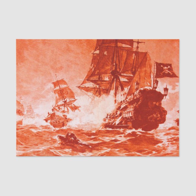 Papier Mousseline BATAILLE DE BATEAU EN rouge (Recto)