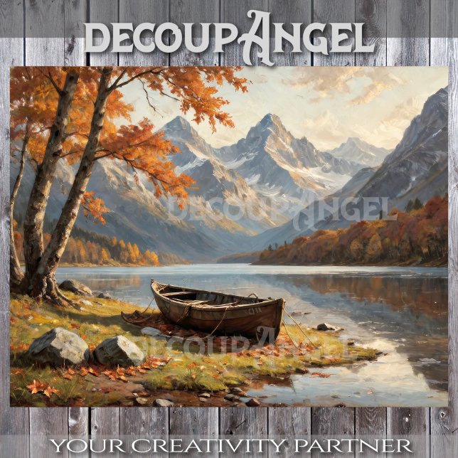 Papier Mousseline Bateau en paysage de montagne -Découpage- (Créateur téléchargé)