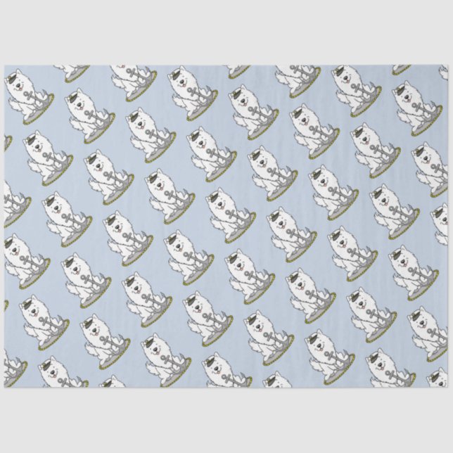 Papier Mousseline Bateau Nautique American Eskimo Chien mignonne (Recto)