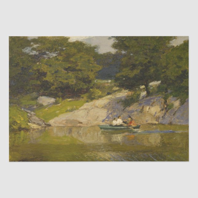 Papier Mousseline Bateau sur un lac à Central Park (E.H. Potthast) (Recto)